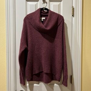 Michael Kors Womens Sz M Merlot Wool Blend Cowl Neck Sweater Cozy Boho Cottage